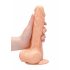 RealRock Dong 8 - živý dotyk, dildo s vajíčkami (20cm) - naturálny