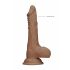 RealRock Dong 9 - realistické dildo s semenníkmi (23 cm) - tmavý prírodný