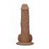 RealRock Dong 9 - realistické dildo s semenníkmi (23 cm) - tmavý prírodný