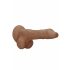 RealRock Dong 9 - realistické dildo s semenníkmi (23 cm) - tmavý prírodný