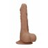 RealRock Dong 9 - realistické dildo s semenníkmi (23 cm) - tmavý prírodný