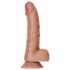 RealRock - prísavný dildo s varlatami - 15,5cm (tmavý prírodný)