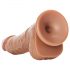 RealRock - prísavný dildo s varlatami - 15,5cm (tmavý prírodný)