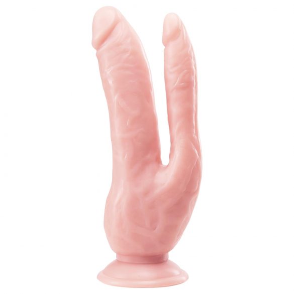 Dr. Skin 8 - prísavkový dvojitý dildo (prírodný)