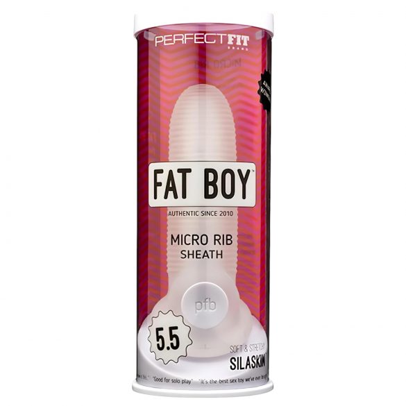 Fat Boy Micro Ribbed - návlek na penis (15 cm) - mliečne biely