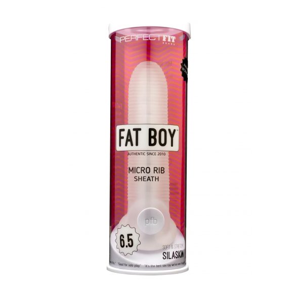 Fat Boy Micro Ribbed - návlek na penis (17 cm) - mliečne biela