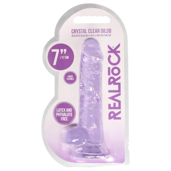 REALROCK - priesvitný realistický dildo - fialový (17 cm)