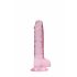 REALROCK - priehľadné realistické dildo - ružové (17 cm)