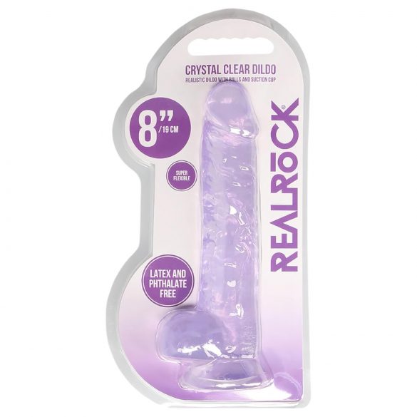 REALROCK - priehľadný realistický dildo - fialový (19 cm)