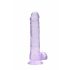 REALROCK - priehľadný realistický dildo - fialový (19 cm)