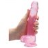 REALROCK - priesvitný realistický dildo - ružový (19cm)