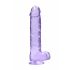 REALROCK - priehľadný realistický dildo - fialový (22cm)