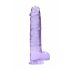 REALROCK - priehľadný realistický dildo - fialový (22cm)