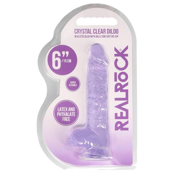 REALROCK - priesvitný realistický dildo - fialový (15cm)