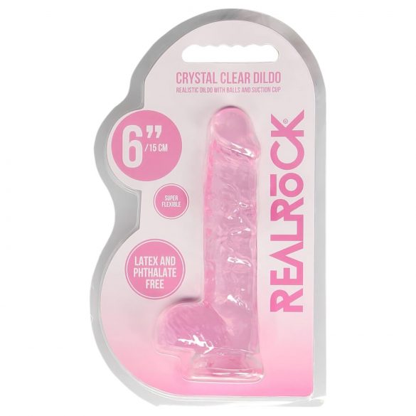 REALROCK - priesvitný realistický dildo - ružový (15cm)