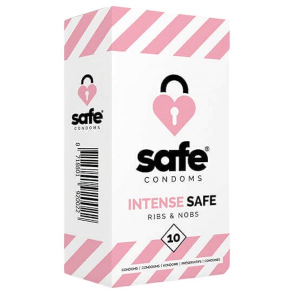 SAFE Intense - rebrovaný-bodkovaný kondóm (10 ks)