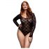 BACI Plus Size - dlhý rukáv, čipkované body - čierne (XL-XXL)