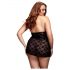 BACI Plus Size - čipkované babydoll s výstrihom - čierne (XL-XXL)