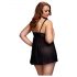 BACI Plus Size - otvorený bodkovaný babydoll - čierny (XL-XXL)