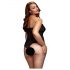 BACI Plus Size - priehľadné body s krkom, čierne (XL-XXL)