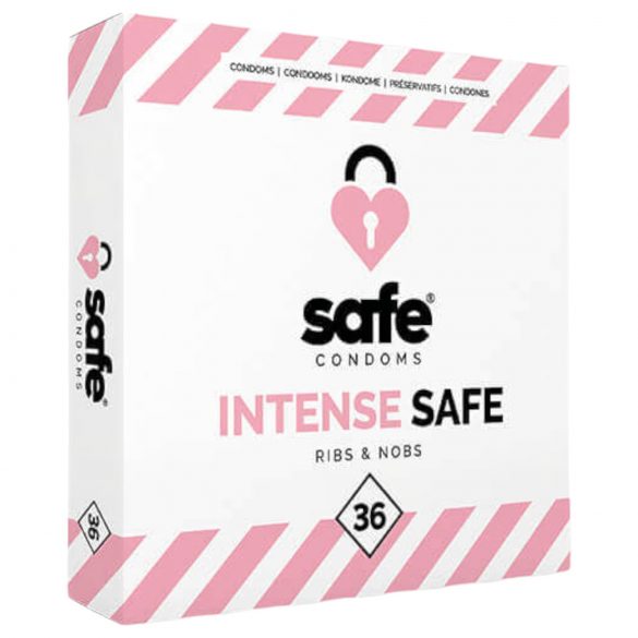 SAFE Intense - Rýhované a bodkované kondómy (36ks)