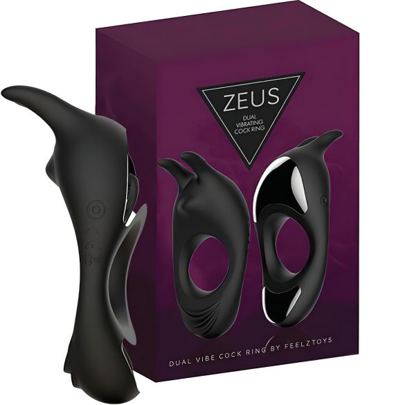 FEELZTOYS Zeus - nabíjací vibračný krúžok na penis (čierny)