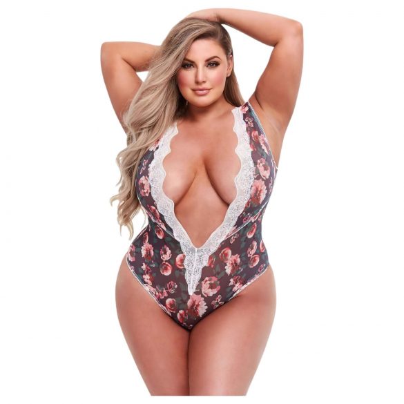 Baci Plus Size - kvetinové čipkované body