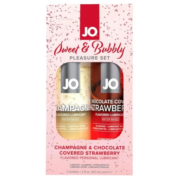 JO System Sweet & Bubble lubrikanty - šampanské-čokoláda-jahoda (2ks)